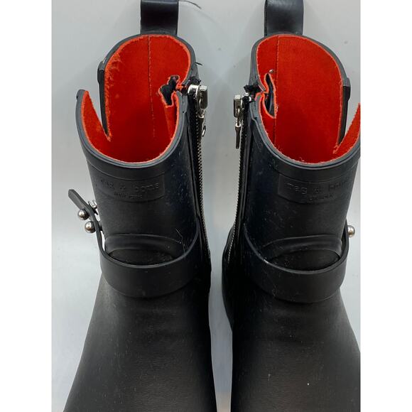 RAG & BONE Women's Black Rubber Moto Pull-On Calf Rain Boot SZ 38(US8) - Picture 3 of 12